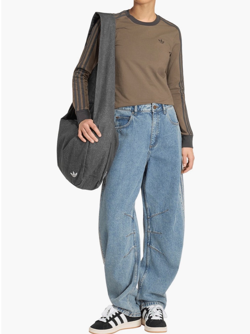 adidas Originals 3-Stripes Barrel Leg Jeans - Picture 6 of 6